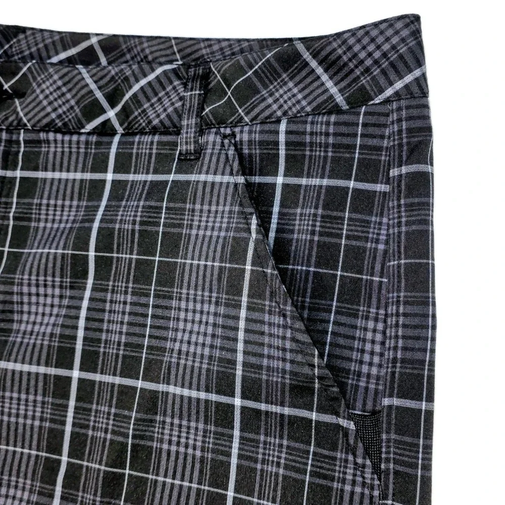 Fila‎ Sport Golf Mens 40 Plaid Shorts Black Grey Check Performance Activewear